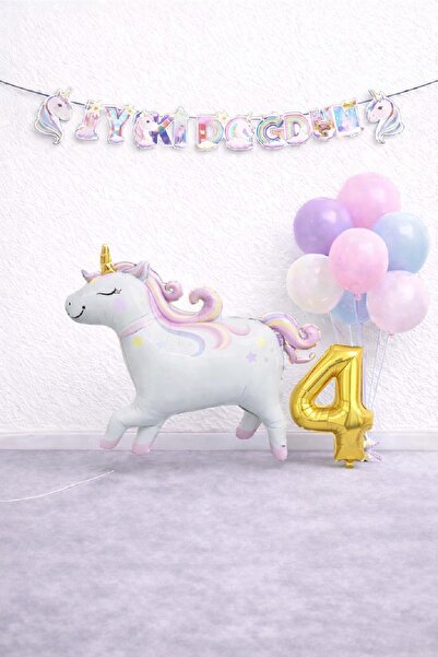BKMC PARTY Set de baloane cu unicorn, set de baloane asortate, set de decoraț...