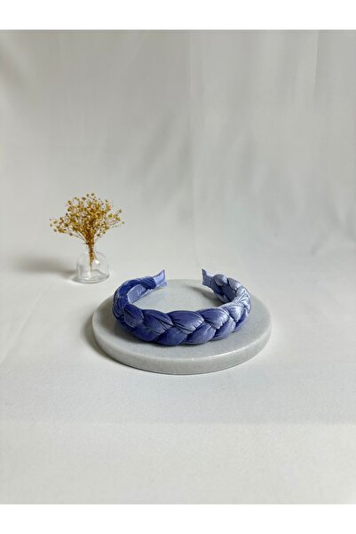 MegssStore ربطة شعر مجدولة باللون الأزرق الفاتح مكونة من مخمل تيجان