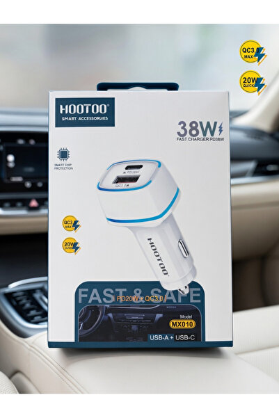 AAW Hootoo شاحن سيارة سريع USB-C تايب سي منفذين بقوة 38واط