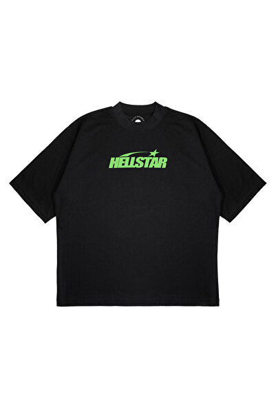 PURE EFFECT Unisex Oversize HELLSTAR GREEN Baskılı Boxy Fit Kalın Kumaşlı (24...