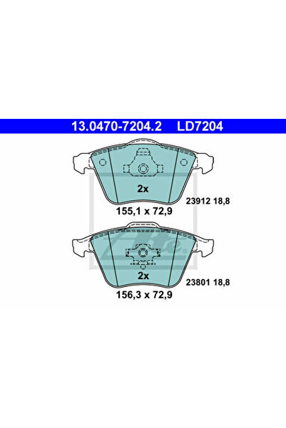 Ate Set of brake pads, disc brake 13.0470-7204.2