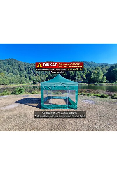 atabay outdoor Gazebo Tente PVC Yan Duvar Seti (1 Kapı Girişli) (Tente ve Üst...