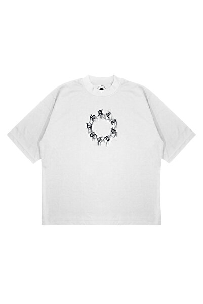 PURE EFFECT Tricou unisex supradimensionat ALL SAINT YUVARLAK DİKİŞ Ba cu imp...