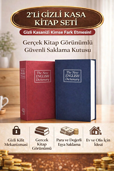 Maridet Büyük Boy Kitap Şeklinde Anahtarlı Gizli Kasa Para Saklama Hırsız Kil...