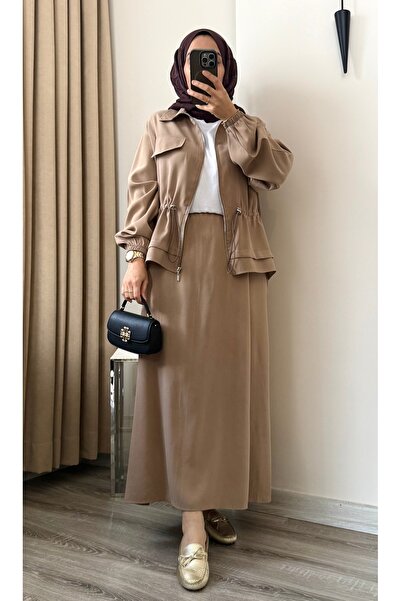 MERİÇ BOUTİQUE Tencel Fabric Skirt Suit with Zipper, Adjustable Waist, Comfor...
