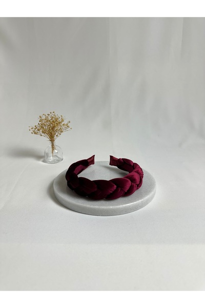 MegssStore Bordo Örgülü Kadife Taç Saç Bandı