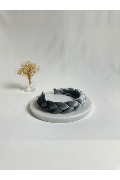 MegssStore Gray Braided Velvet Crown Hair Band