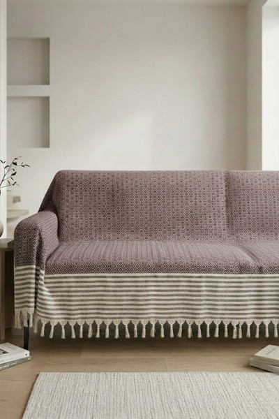 Elmas Desen Pamuklu Koltuk Örtüsü 170x210cm Tekli&Üçlü Koltuk,Çekyat ve Berjer İçin Lüks Yıkanabilir