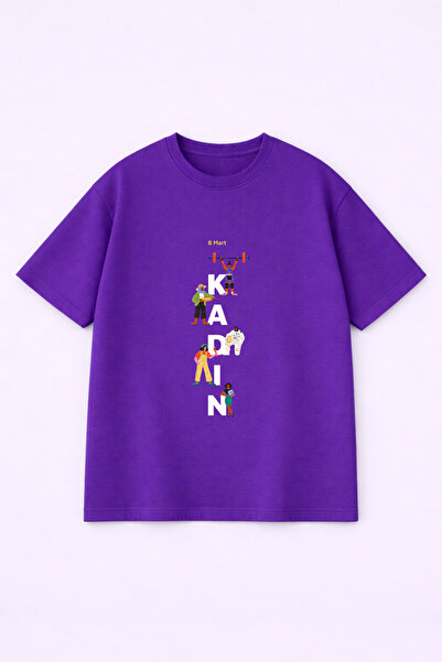 LORVEX 8 martie Tricou pentru femei, mărimea cu imprimeu supradimensionat bum...