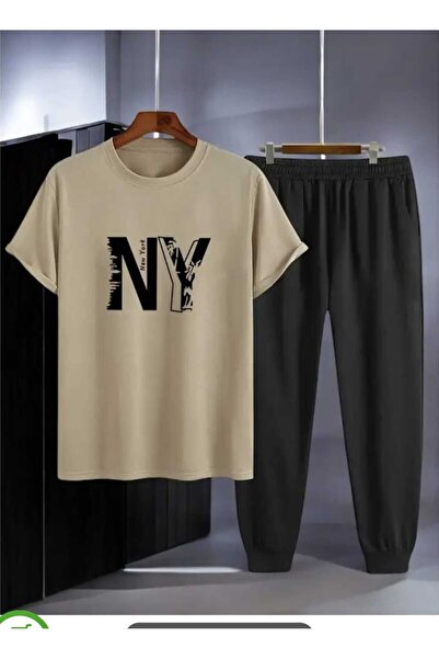 ibibik moda Pantaloni de trening NY cu imprimeu și set de trening cu tricou t...
