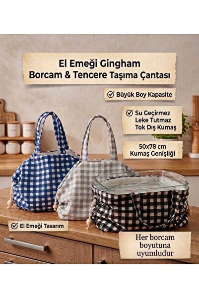 Handmade Su Geçirmez Borcam Taşıma Çantası – Tencere ve Yemek Taşıma Çantası,...