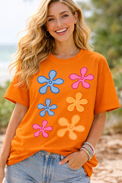 ArtYus تي شيرت ريترو فلاور مطبوع للجنسين كبير الحجم - قطن قطع من تي شيرت كاجو...