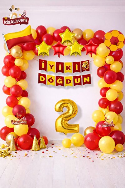 BKMC PARTY Set de ornamente pentru baloane cu stea cu steag roșu galben, pent...