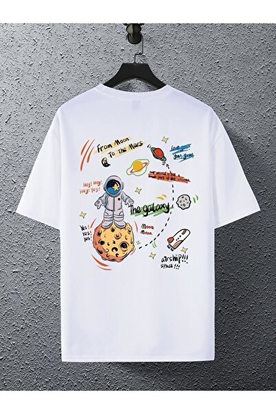 Vordevia Astronaut με τύπωμα White oversized Unisex T-Shirt Basic Comfortable...