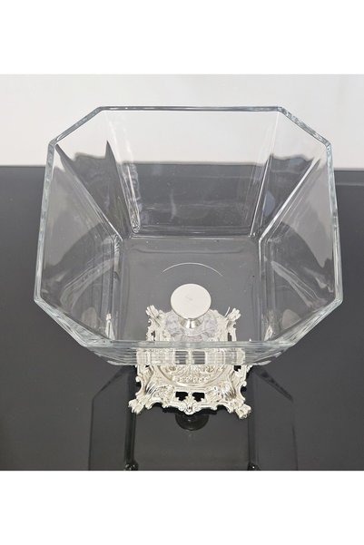 ENESKRİSTAL Cast Silver Footed Salad Bowl - Nuptial Bowl - Presentation Bowl - Lav Krn299