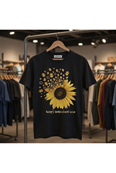 playwear Tricou cu imprimeu Puzlle Moon Flower, 100% bumbac, supradimensionat...