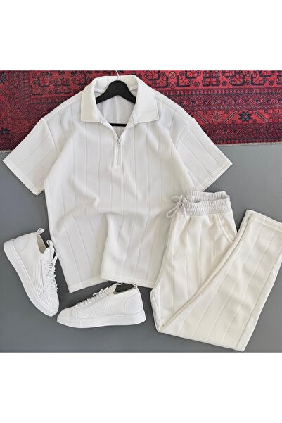 WENMİNG Men's Ottoman Fabric Summer Top and Bottom Set