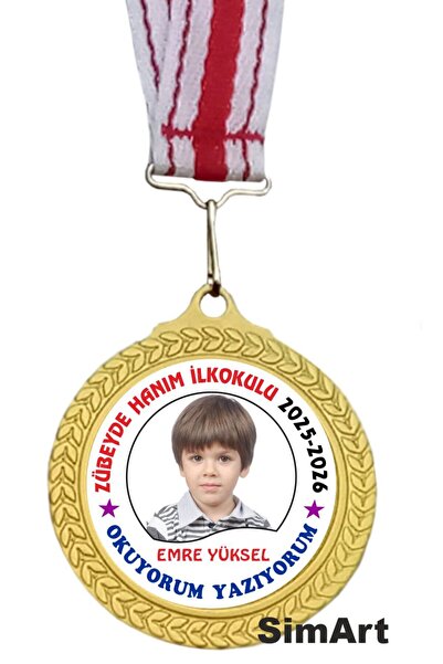 Madalya Fotoğraflı OKUYORUM madalyası Okula ve İsme Özel Kişiselleştirilebili...