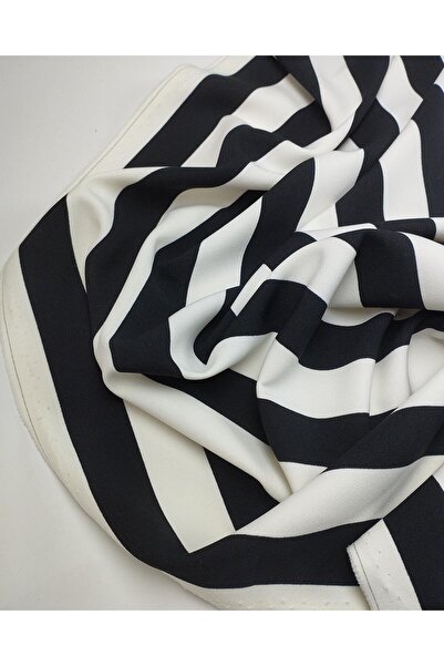 Kumaş Parça Crepe Fabrics in Black and White Colors Width: 140cm