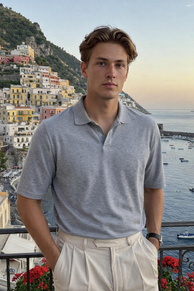 DAMGA JEANS Ανδρικό μπλουζάκι Basic 100% Βαμβάκι M. Γκρι με λαιμόκοψη πόλο