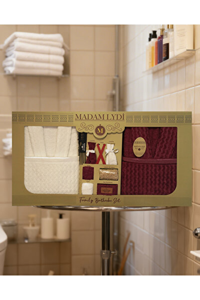 M Madam Lydi Zarafet 15 Parça Kadife Bornoz Seti Çift Kişilik | Luxury Gift S...