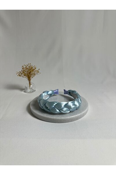 MegssStore ربطة شعر من الساتان المضفر باللون الأزرق الفاتح