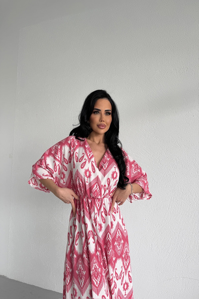 KAMACI BUTİK فستان كرواز بياقة مطاطية عند الخصر