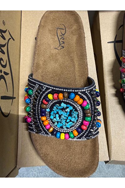 PLN SHOES Pienn 20050 Pedli Anatomical Comfortable Stones Beaded Women's Slipper