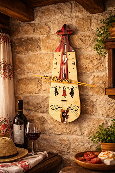 seymenbıçakçılık Giresun Yazılı Keşan Desenli Saat Başı Çalan Kemençe Duvar S...