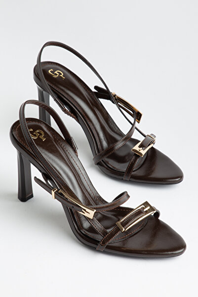 LEVONYA Beliz Women's Brown Band Buckled Heeled Shoes