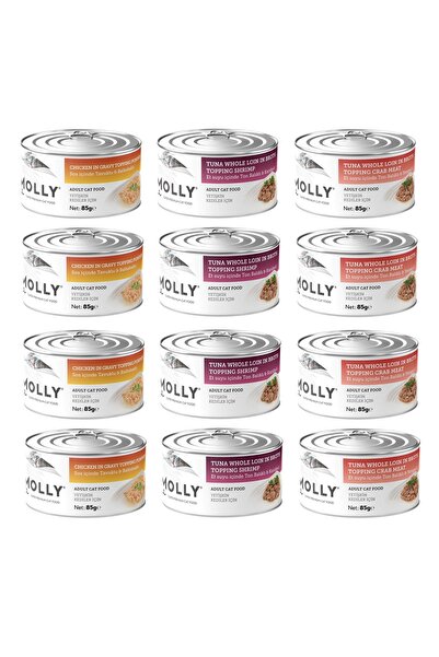 Molly 3 Çeşit Karma Yetişkin Kedi Konservesi 85 Gr. X 12 Adet