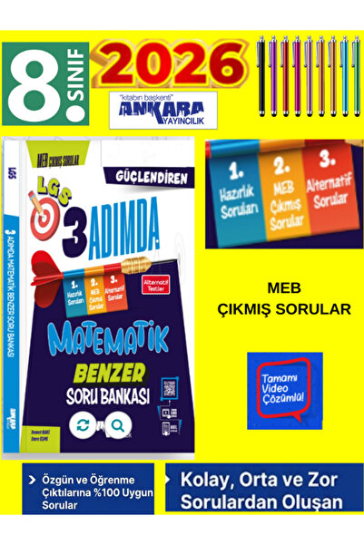Ankara Yayıncılık 8.Sınıf Güçlendiren 3 Adımda Benzer Matematik Soru Bankası+...