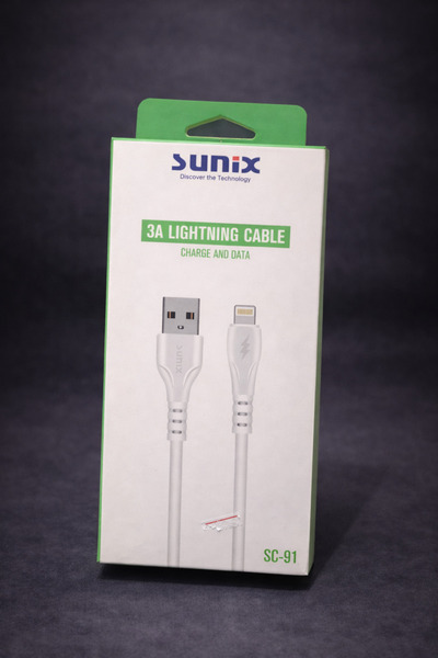 Sunix USB-A – Lightning Uyumlu Şarj ve Data Kablosu 3A Hızlı Şarj Kablosu
