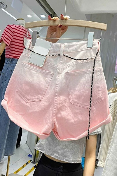 Giraffe denim şort katlama detaylı