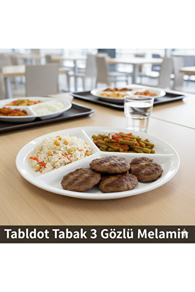 BİODATA 6 ADET 3 Gözlü Melamin Tabldot Tabak - Kalın Malzeme, Okul ve Anaokul...