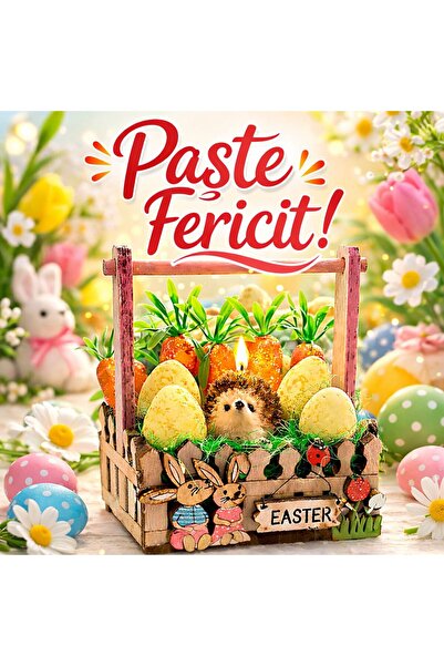 OEM Aranjament Decorativ Paste cu Lumanare Arici din Ceara de Soia, Oua si Mo...