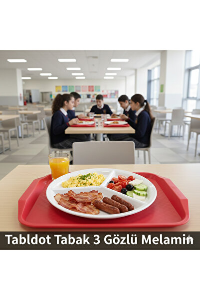 BİODATA 3 Gözlü Melamin Tabldot Tabak - Kalın Malzeme, Okul ve Anaokulu İçin ...