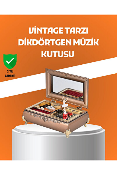Energic Müzikli Balerin Figürlü Takı Kutusu Piyano Desenli Dekoratif