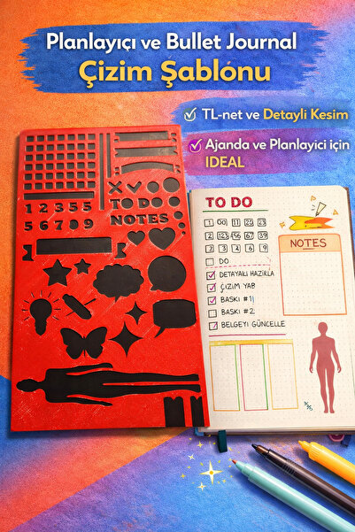 Muhcu Home Bullet Journal Stencil Şablonu – Planlayıcı Çizim Cetveli – Ajanda...