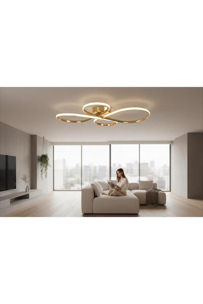 RETRO STYLE YONCA GOLD LED AVİZE PLOFONYER 3 RENK