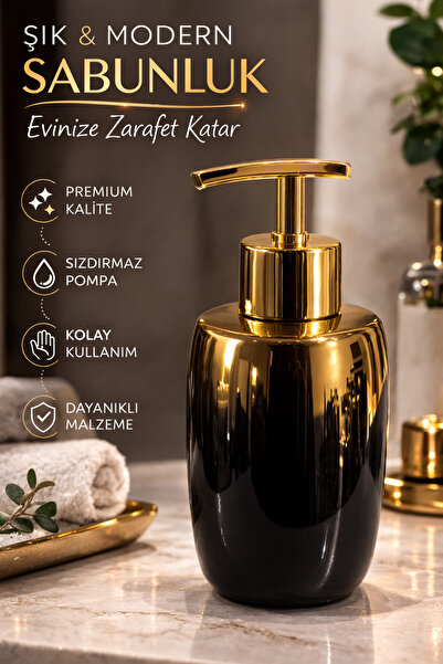 Genel Markalar Premium Siyah Gold Sabunluk – Banyo Lavabo İçin Modern Dekorat...