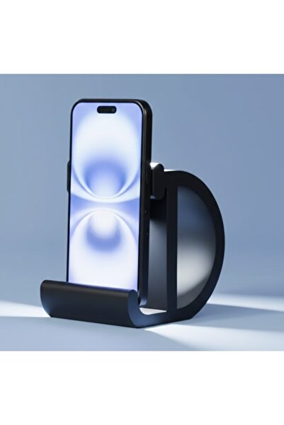 ARCANIUM حامل وقاعدة للهاتف الذكي لسطح المكتب بتصميم حرف D الزخرفي - أسود