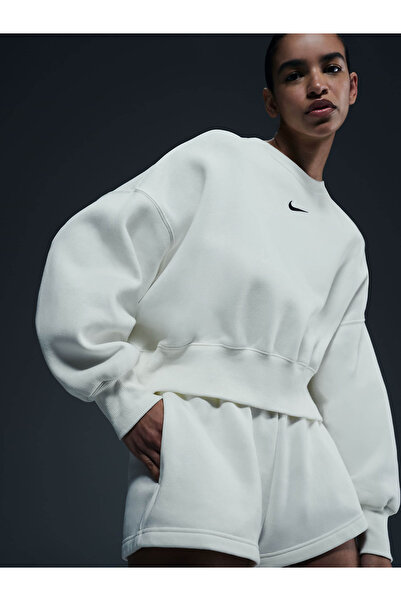Nike Phoenix Fleece Sweatshirt Beyaz Crop Oversize dq5761-133