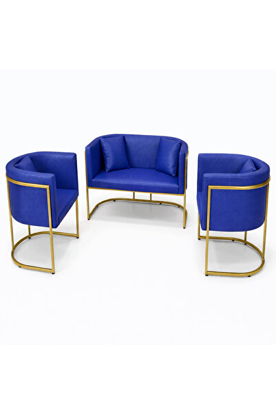 KaliteStore Modern Luxury Gold Metal Bekleme Koltuğu Seti