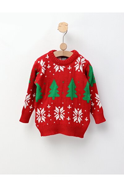 MiniKids Christmas Tree and Snow Sweater, Red