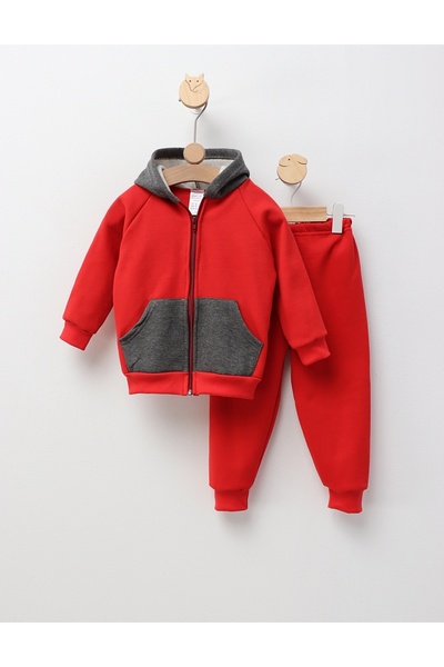 MiniKids Βαμβάκι Romania με βαμβακερή επένδυση κόκκινο-σκούρο γκρι