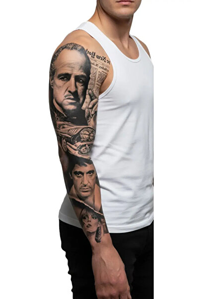 Tattoo Gerçekci The Godfather ve Scarface Realistic görünüm kol bacak geçici ...