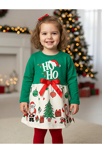 MiniKids Φόρεμα Ho Ho Santa πράσινο-άσπρο-κόκκινο