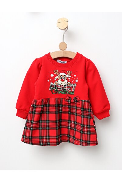 MiniKids Rochita Craciunita Ren cu Fundita rosu