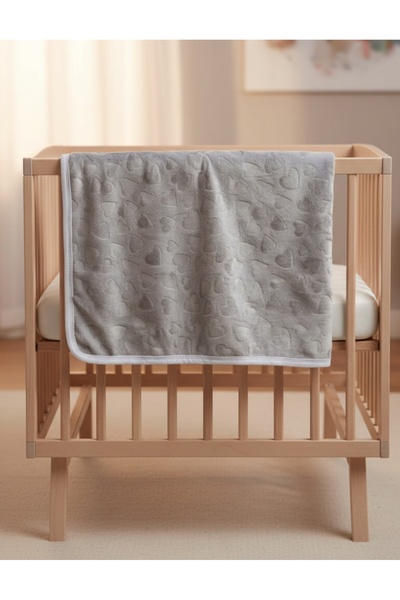 MiniKids Διπλό Κουβέρτα Minky Hearts, γκρι